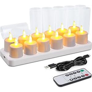 2 pcs USB Rechargeable Flameless Candles with Remote & Timer, LED Tea Lights for Wedding Christmas Lanterns Emergency Home Decor