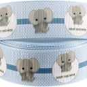 4 x Blue Elephant Ribbon 7/8" x 30 Ft Grosgrain Polyester Ribbon, Baby Shower, Wedding, Animal Print
