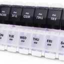 Large Pill Boxes and Organizer 2 Times a Day, MOLN HYMY 7 Day AM PM Pill Case, 14 Compartments Pill Dispenser to Hold Big Vitamin Supplements Fish Oil (Black+White)