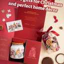 PieceRelax 3D Puzzle Jar 96 Plastic Pieces, Includes Dried Flowers - Phoenix Chan - Purrfect Christmas Party Use Includes Divider as a Pen or Utensil Holder with Wooden Lid [BB1052]