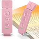 Glocusent 12 LED Rechargeable Book Light, Clip-on Reading Light with 5 Colors & 5 Brightness Levels, Up to 100Hrs Runtime, Eye-Caring Reading Lights for Books in Bed, Perfect for Book Lovers, Kids (Pink)