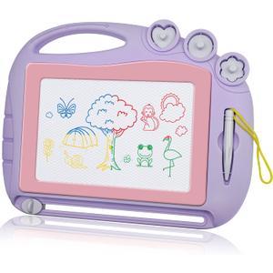 AiTuiTui Magnetic Drawing Board Toddler Toys for Girls Gifts, Erasable Sketch Writing Doodle Pad Travel Games for Kids in Car, Early Education Learning Skill Development Toys for Kids Toddlers (Purple)