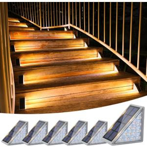 VOLISUN Solar Stair Lights 6 Pack, Solar Step Lights Outdoor Waterproof IP67, LED Outdoor Step Light,Outdoor Light Decor for Garden Stair, Deck, Front Step, Front Porch, and Patio3000K