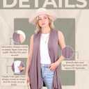 Popana Long Sleeveless Cardigan for Women  Draped Open Front, Asymmetric Hem Long Sweater Vest (Small, Toffee)