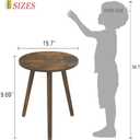 AWASEN Round Side Table, Small End Table for Living Room, Modern Wood Accent Coffee Side Table with Wood Legs for Small Space, Easy Assembly, Rustic Brown, 16 inches diameter x 19.5 inches height