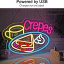 Crepes Neon Sign, Neon Lights Hanging Wall Art Decoration for Business Restaurant Shop Store House Bar Cafe Party Home Decor, USB Powered Ultra Bright Dimmable,16.1410.63inches