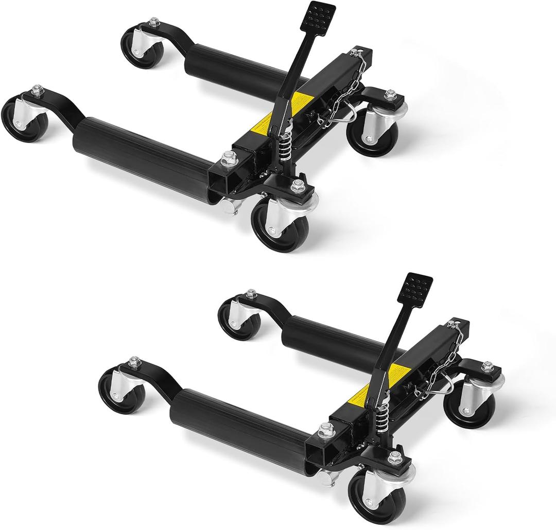 2 Pack Hydraulic Car Wheel Dolly Jack, Mechanical 3000 LBS Car Moving Dolly, Heavy Duty Vehicle Positioning with Ratcheting Foot Pedal for Car Truck RV Trailer Auto Repair Moving