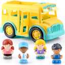 PLAY Yellow School Bus Toy for Toddlers with Figures and Driver | Lights/Music and One-Tap Music Off | Interactive Role Learning Toy | Baby Gift for Boys and Girls First Day of School Gift