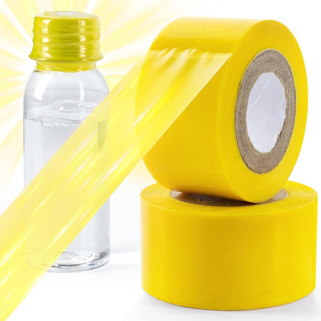 Nanaborn Mini Stretch Wrap for Travel Bottles Seal Markers Shrink Film Roll Yellow 2PCS