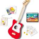 Loog Mini Acoustic kids Guitar for Beginners 3-strings Ages 3+ Learning app and lessons included Red