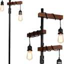 Airposta Industrial Floor Lamp, Farmhouse Tree 68 Inch 3 Lights Wood Standing Lamp, Sturdy Base Tall Vintage Metal Black Pole Light for Living Room Bedroom Office Rustic Home