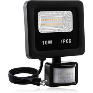 Motion Sensor Flood Light Outdoor,10W Security Light, IP66 Waterproof Outdoor Light,1000LM,3200K Motion Security Lights with Plug for Garage Yard Patio Pathway Porch Entryways (Warm White)