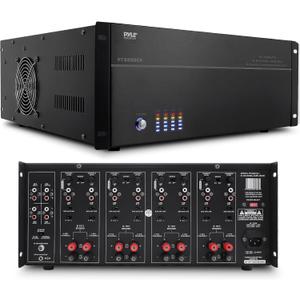 Pyle 4 Multi-Zone Stereo Amplifier - 19 Rack Mount, Powerful 8000 Watts with Speaker Selector Volume Control & LED Audio Level Display, 4-Ch. Bridgeable Switches - PT8000CH