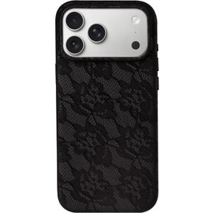 Luner - for iPhone 17 Pro - Black Lace Floral Print Phone Case [Compatible with Magsafe] - Camera Control & AI Button - Aesthetic Designer Cases for Women - Dark Romance, Coquette, Elegant, Goth