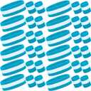 Eurzom 36 Pcs Neon Sports Sweatbands Set Include 12 Striped Sweat Absorbing Headbands 24 Wrist Sweatbands Cotton Wristbands for Men Women Gym Tennis (Blue, White)