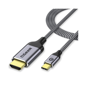 QGeeM USB C to HDMI 2.0 Cable Adapter, Braided USB 3.1 Type-c 4K@60Hz(Thunderbolt 3/4) Compatible for iPhone 15 Pro Max, iPad Pro,MacBook Pro, iMac, Pixel,Galaxy, Surface,Dell,HP,Thinkpad,HDMI USB-C