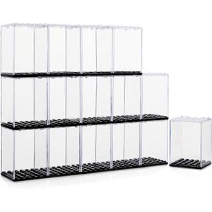 15 Display Cases Fits for Lego Minifigures, Mini-Figures Display Boxes Fits for Lego Figures Display, Single Mini-Figures Storage Case for Figures Collectors, Dust-Proof (Black)