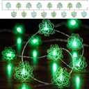 Tuanse St. Patrick's Day Decorations String Lights Battery Operated 10 ft 20 LED 3D Hollowed Rattan Big Clover String Light Green Lucky Clover Lamp for Indoor Outdoor Garden Irish Party Ornament