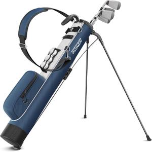 Findway Golf Stand Bag, Small Golf Bag for The Driving Range, Par 3 and Executive Courses, Lightweight Golf Club Carry Bag with Ball Holder and Pockets for Men Women, Blue