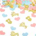 240 Pieces Gender Reveal Confetti Baby Shower Heart Glitter Baby Clothes Confetti Party Table Decoration for Gender Reveal Party Table Wedding Decor(Pink, Blue, Gold)
