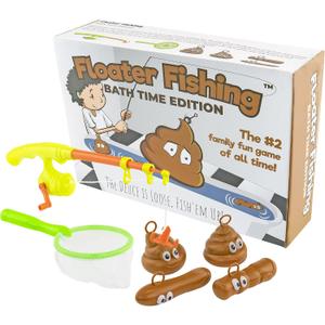 Fairly Odd Novelties Fishing for Floaters Bath Game  Funny Poop-Themed Bathroom Fishing Game for All Ages, Interactive Toilet Toy, Brown
