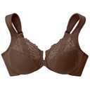 Glamorise WonderWire Front-Closure Bra - Mocha - Curvy Bras
 No size
