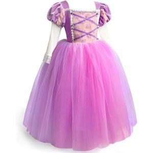 ToLaFio Princess Costume for Girls Halloween Fancy Party Dress Princess Dress Up Clothes for Little Girl (6-7Years, Rapunzel)
