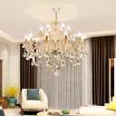 Luxury Cognac Crystal Chandelier 18 Lights,Contemporary K9 Crystal Ceiling Chandelier Lighting Fixture Candle Style E12 Base for Dinning Living Room Bedroom Hallway (18 Lights)