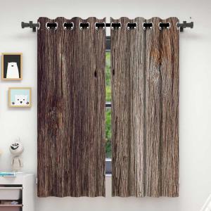 Vintage Retro Wall Drapes Backdrop,Wood Texture Door Blackout Curtain Window Decor 110in Width by 96in Height