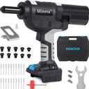 Brushless Rivet Gun, Cordless Rivet Tool Compatible with 1/4"(6.4mm) Stainless Steel Rivets, Bare Machine Automatic Rivet Recoil with MWK Battery Adapter, Carrying Case (RIVETER7 MWK)