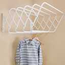 Steel Wall Mount Clothes Drying Rack, White Powder Coated, 9 Rods Expandable, for Laundry, Bathroom, Balcony,Indoor-Outdoor Use, 36 in wide
