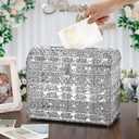 ELLDOO Crystal Wedding Card Box with Heart Lock, Vintage Money Card Box Treasure Chest Style Silver Gift for Wedding Receptions, Centerpiece Decor, Anniversary Keepsake, Gift, Large Size