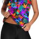 Aqua Eve Two Piece Women's Tankini Swimsuits Blouson Swim Tank Top with Shorts Modest Bathing Suits (X-Large)