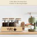 Glass Coffee Canister Set with Shelf & Spoons - 3 Piece Airtight Seal Coffee Bean Storage Containers & Filter Holder for Kitchen Organization
