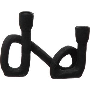 Bloomingville Modern Sculptural Double Taper Candle Holder, Black