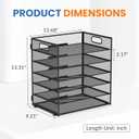 Daltack 6 Tier Paper Organizer for Desk, Paper Letter Tray Organizer for Desks, Mesh Desk File Organizers with Handle for Office, Home, School, Classroom, Black