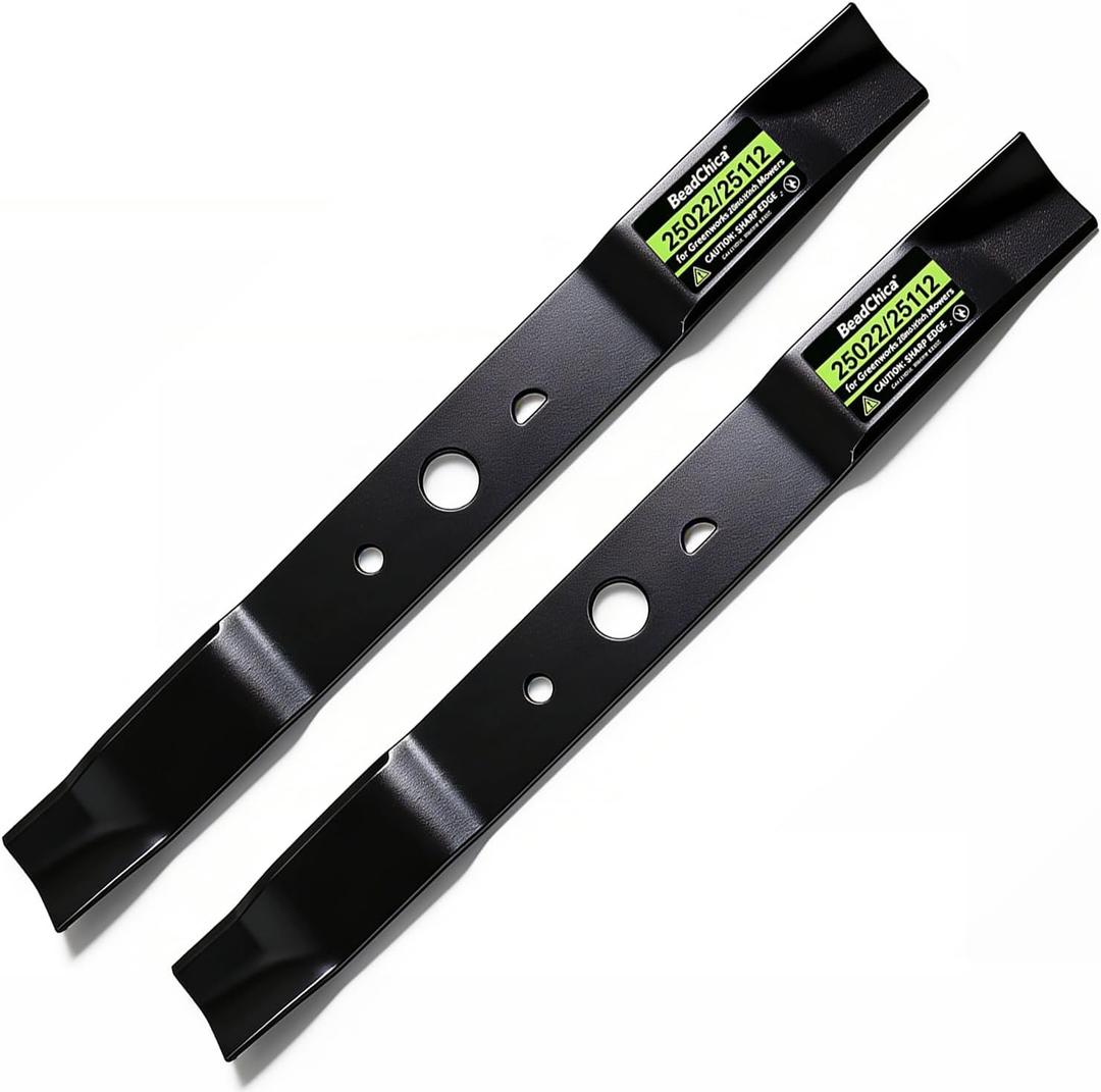 BeadChica Lawn Mower Blade for Greenworks 20inch and 21inch Mowers 25022, 25112,Mower Blade Replacement Parts (2 Pack)