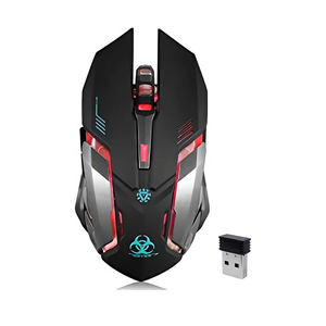 VEGCOO Wireless Gaming Mouse, C8 Silent Click Wireless Rechargeable Mouse with Colorful LED Lights and 3 Level DPI 400mah Lithium Battery for Laptop and Computer (Black)