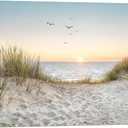 SD SOFT DANCE Beach Wall Art Canvas Bathroom: Coastal Sunset Ocean Print Artwork Modern Sea Scene Seascape Picture Seaside Landscape Seashore Painting for Living Room Bedroom Office Decor (24L" x 16W")