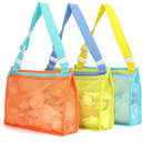 Beach Toy Mesh Beach Bag Kids Shell Collecting Bag Beach Sand Toy Totes for Holding Shells Beach Toys Sand Toys Swimming Accessories for Boys and Girls(Only Bags,A Set of 3)
