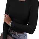 PRETTYGARDEN Women 2026 Fall Clothes Long Sleeve Shirts Ribbed Knit Fitted Basic Tee Going Out Tops Underscrub Casual Outfits OEKO-TEX STANDARD 100 small