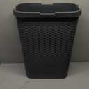 Mind Reader 40L Slim Laundry Hamper, Clothes Basket, Lid, Wicker Design, Plastic, 18"L x 10.4"W x 23.5"H, Gray