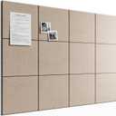 Bumusty Large Cork Board 48" x 36" Alternative - 12 Pack Felt Wall Tiles with 70 Safe Removable Adhesive Tabs, 30 Pushpins, Cork Boards for Walls Pin Board Bulletin Board Office Decor (Taupe)