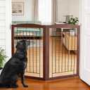 ZJSF Freestanding Foldable Dog Gate for House Extra Wide Wooden Indoor Puppy Gate Stairs Doorways Pet Gate Tall Dog Fence 2 Panels Fence Brown