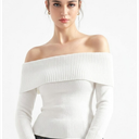 Women Off Shoulder Sweaters Long Sleeve Ribbed Knit Going Out Fall Tops Blouse, Small. M size