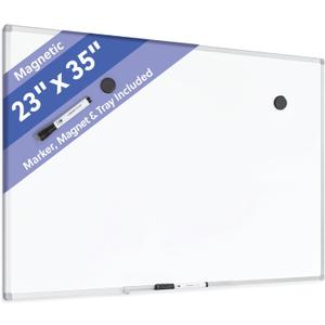 U Brands Magnetic Dry Erase Board White Board, 36" x 24", Slim Aluminum Frame, Includes Dry Erase Marker, Magnet, and Clip-On Tray
