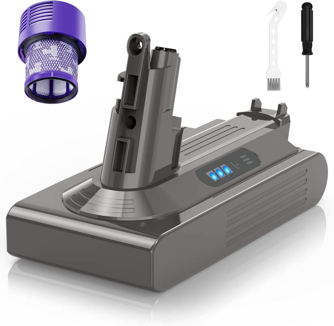 V10 Battery Replacement for Dyson 25.2V 6000mAh Lithium Ion for V10 Animal Absolute Motorhead Fluffy SV12 Cordless Vacuum Cleaner, Filter IncludedNot for SV10