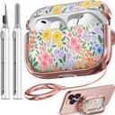Inesore for AirPods Pro 3 Case 2025 with Lock, Floral Cute AirPod Pro 3 Generation Case for Women Girly with Cleaner Kit and Keychain-Seven Color Flower