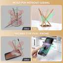 DRQ Gold Desk Accessories, Office Supplies Acrylic Stapler Set, 10Pcs Set for Office with Stapler, Tape Dispenser, Pens, Pen Holder, Phone Holder, Tape, Ruler, 1 Box Staple, Scissors and 1 Box of Clip