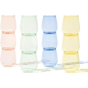 TOSSWARE POP 14oz Vino - Color Series SET OF 12, Premium Quality, Recyclable, Unbreakable & Crystal Clear Plastic Wine Glasses